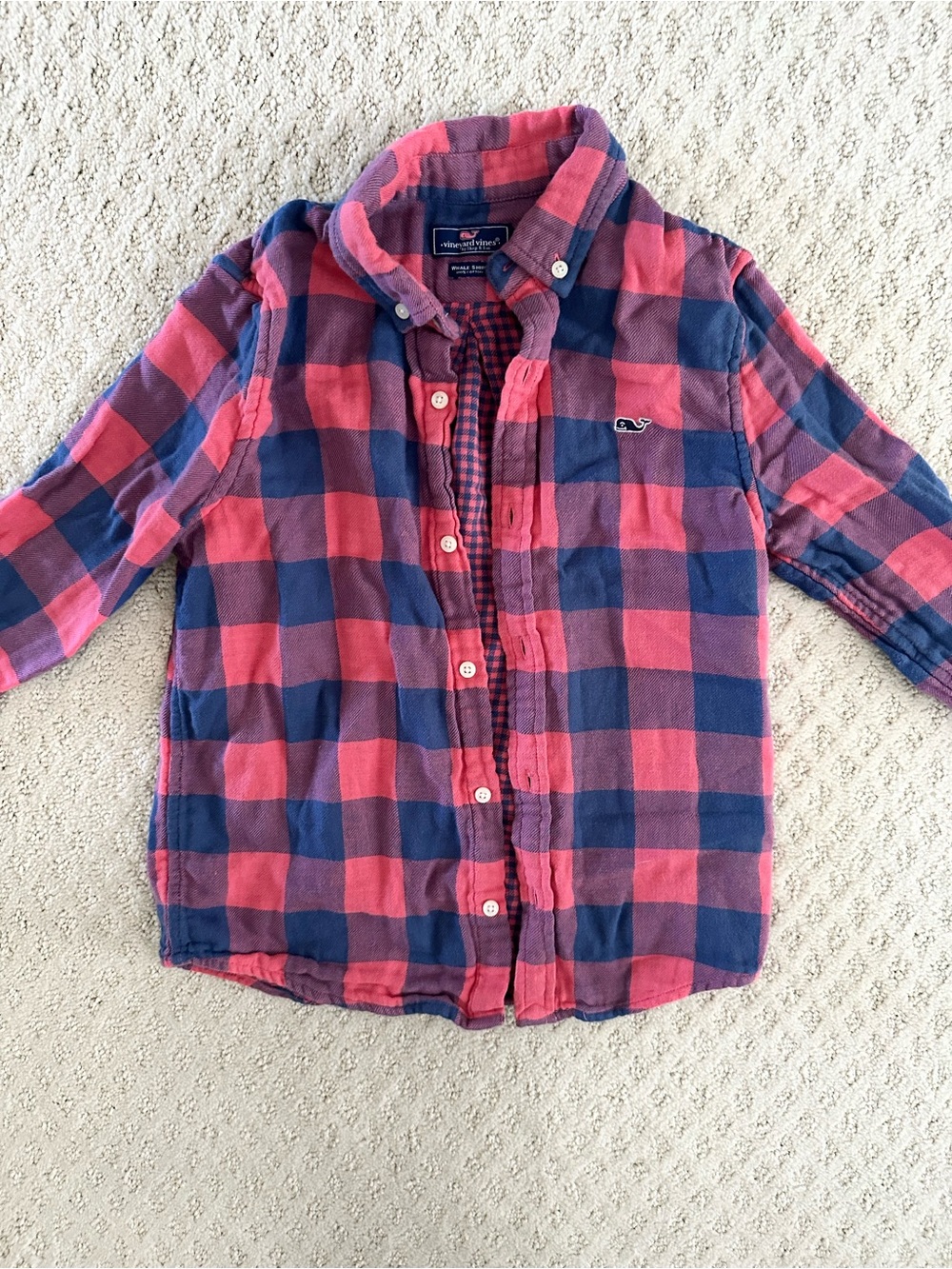 Vineyard Vines Boys Buffalo Plaid Flannel Button Down Shirt Size 7